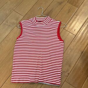 Vintage Red and White Striped Sleeveless Top